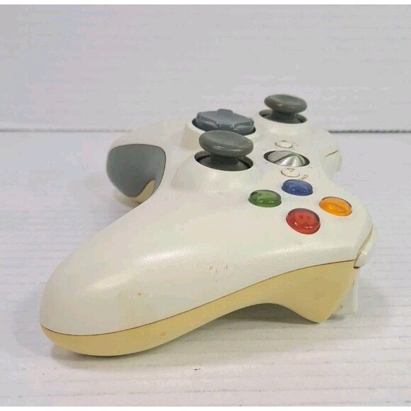 Microsoft Xbox 360 Wired Controller White OEM Genuine Tested Works Discolored - Picture 5 of 8